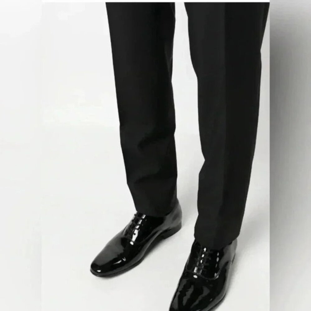 Canali designer black laceup day 2 nite classic stylish leather derby shoes 40.5